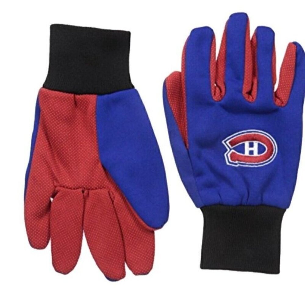 NHL Montreal Canadiens Colored Palm Utility Gloves Blue w/ Red Palm by FOCO